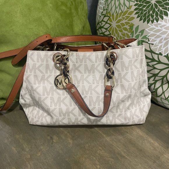 Michael Kors Handbags - Michael Kors White and Tan Shoulder Bag
